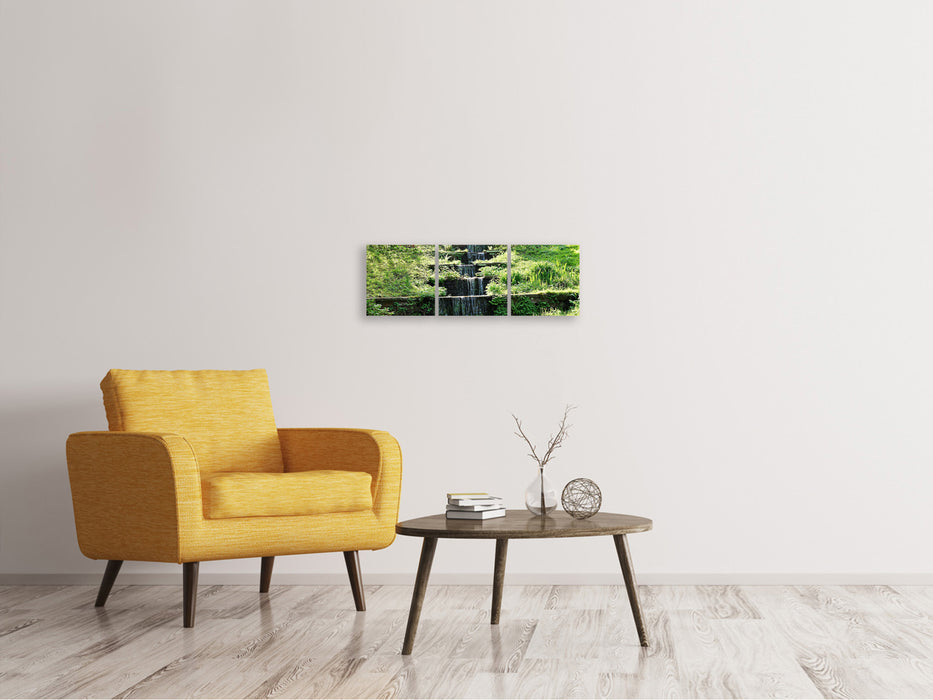 Panorama Leinwandbild 3-teilig Design Wasserfall