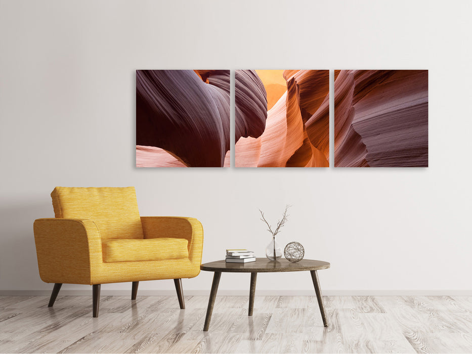 Panorama Leinwandbild 3-teilig Grossartiger Antelope Canyon