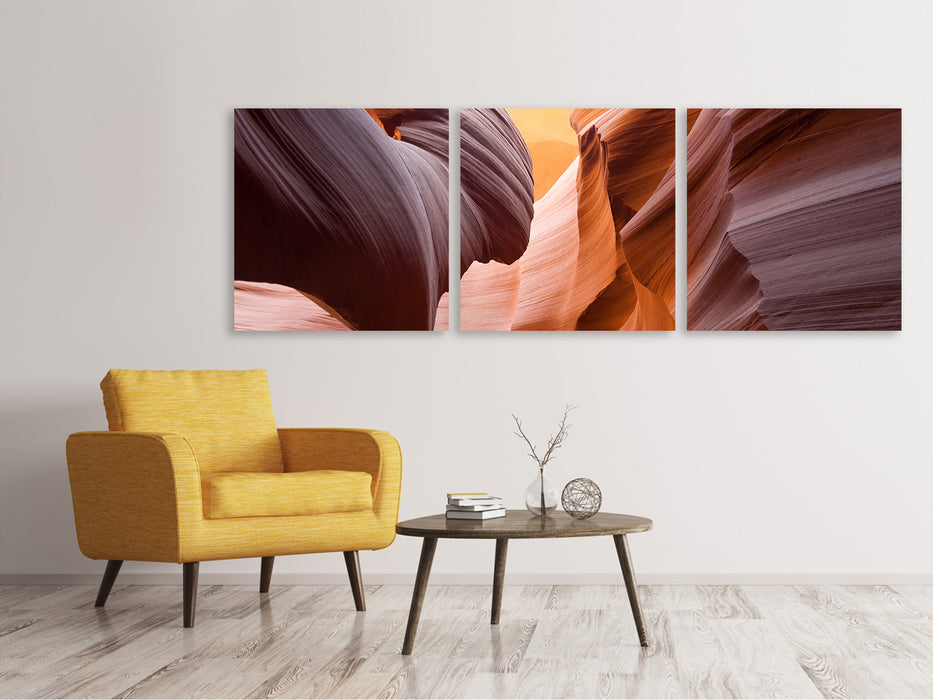 Panorama Leinwandbild 3-teilig Grossartiger Antelope Canyon