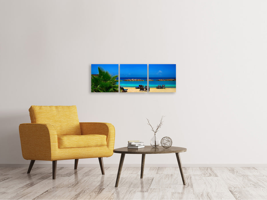 Panorama Leinwandbild 3-teilig Strand Liebe