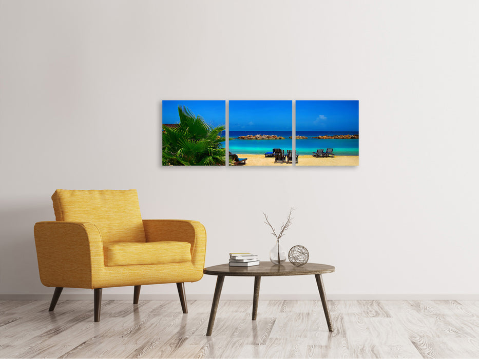 Panorama Leinwandbild 3-teilig Strand Liebe