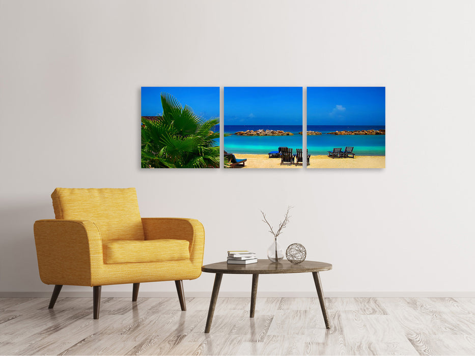 Panorama Leinwandbild 3-teilig Strand Liebe