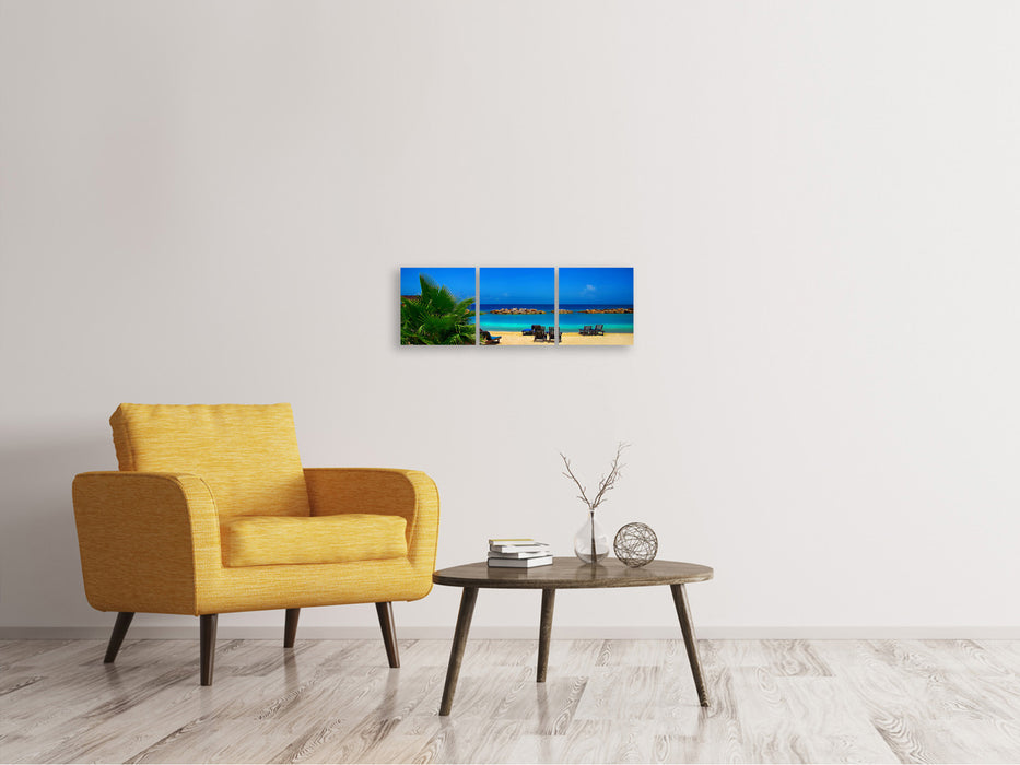 Panorama Leinwandbild 3-teilig Strand Liebe