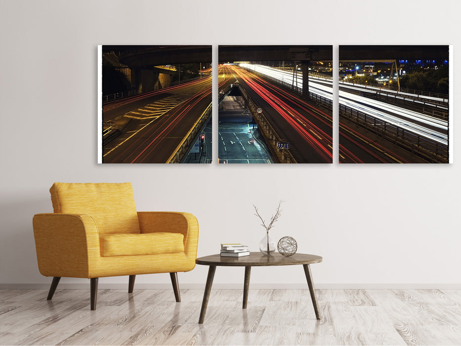 Panoramic 3-piece canvas picture The Light Paths