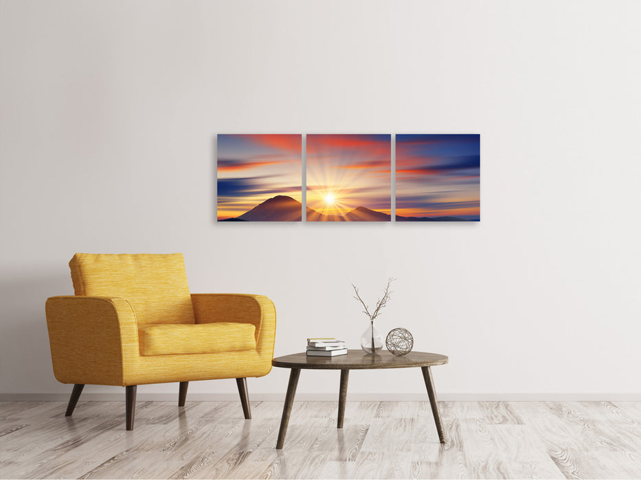 Panoramic 3-piece canvas picture Fairytale landscape