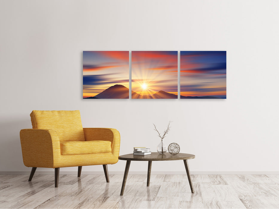 Panoramic 3-piece canvas picture Fairytale landscape