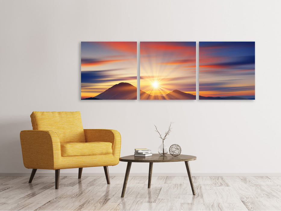 Panoramic 3-piece canvas picture Fairytale landscape