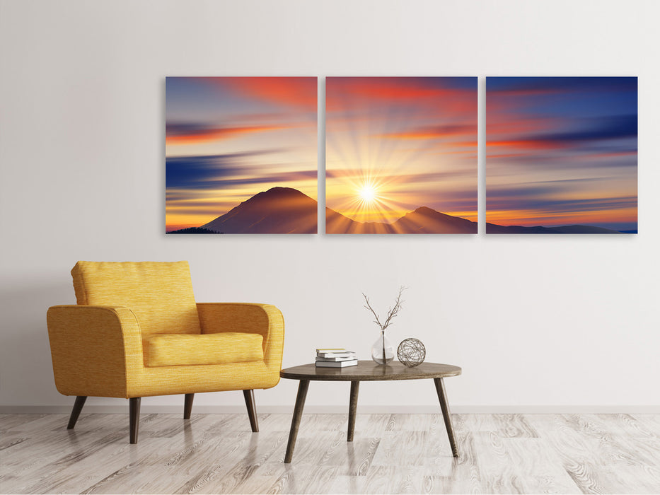 Panoramic 3-piece canvas picture Fairytale landscape