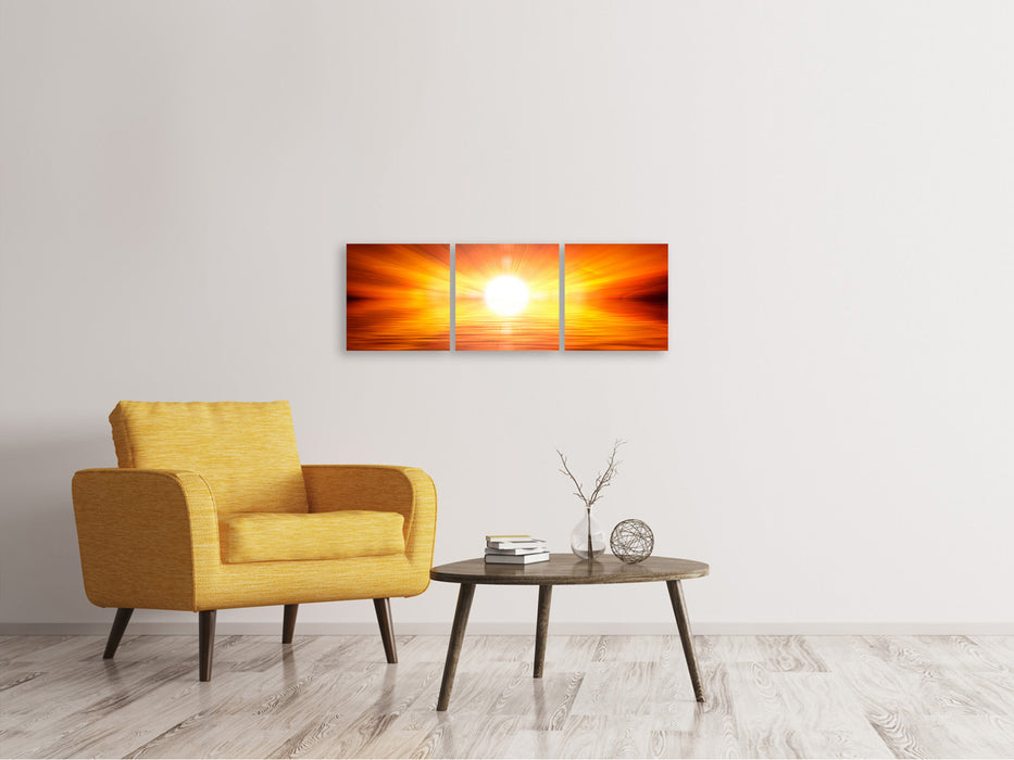 Panoramic 3-piece canvas picture Glowing sunset