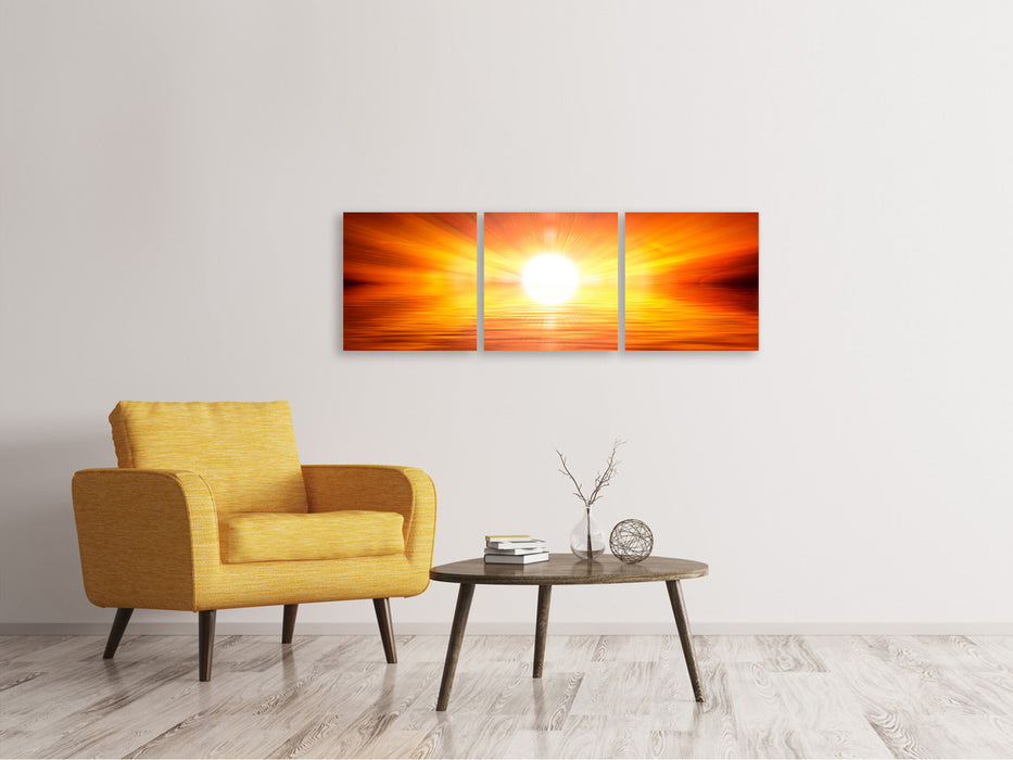 Panoramic 3-piece canvas picture Glowing sunset