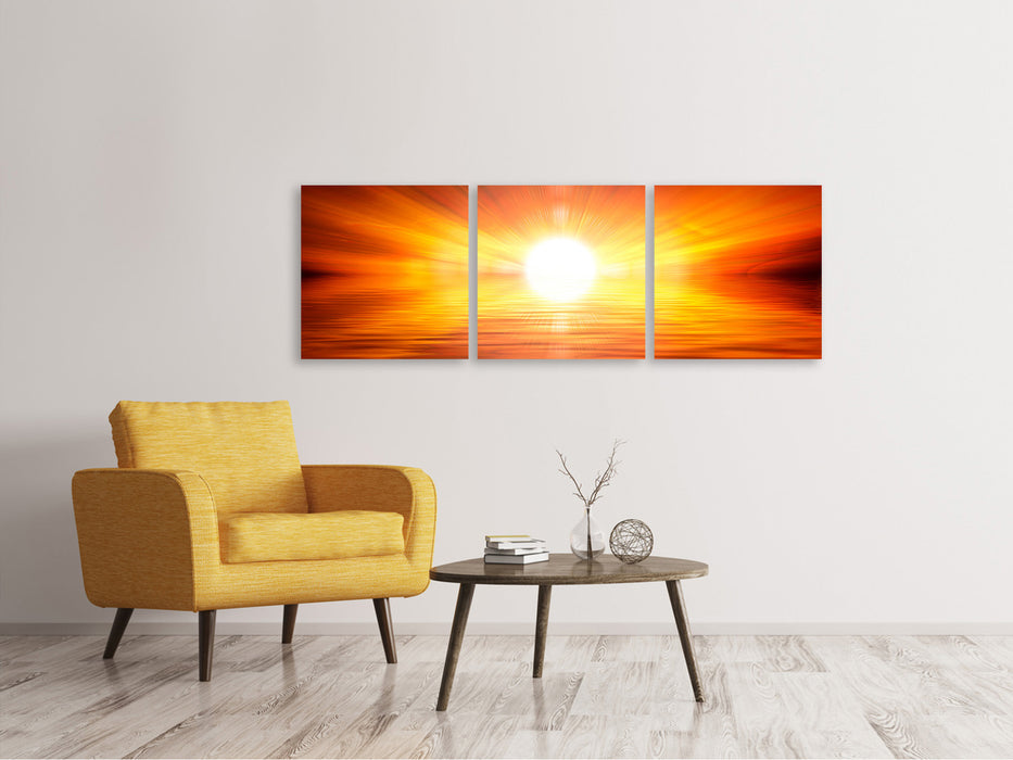 Panoramic 3-piece canvas picture Glowing sunset