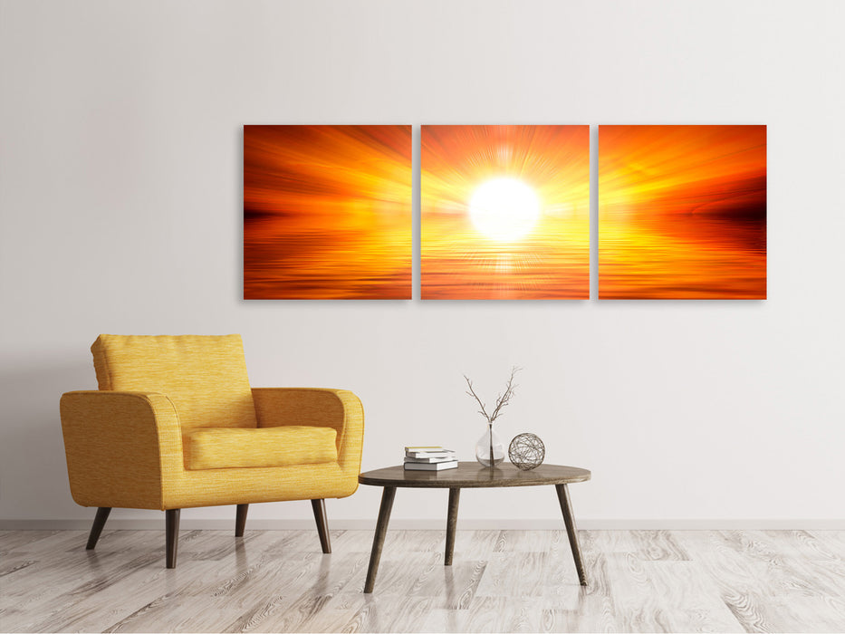 Panoramic 3-piece canvas picture Glowing sunset