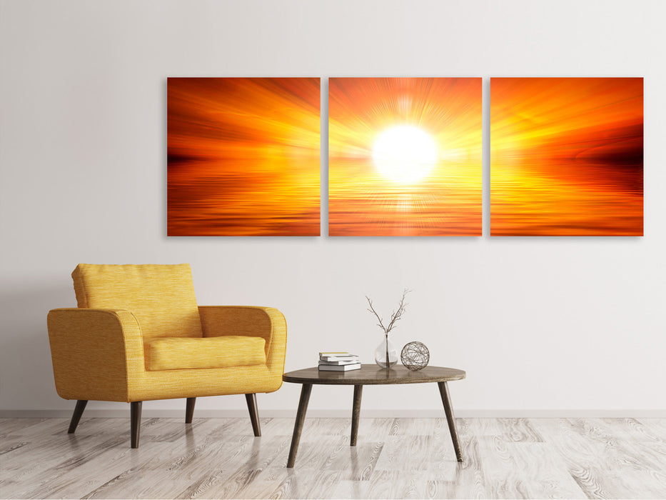 Panoramic 3-piece canvas picture Glowing sunset