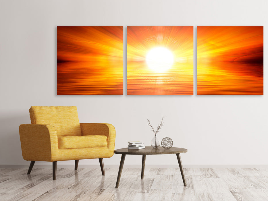 Panoramic 3-piece canvas picture Glowing sunset