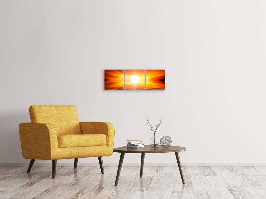 Panoramic 3-piece canvas picture Glowing sunset