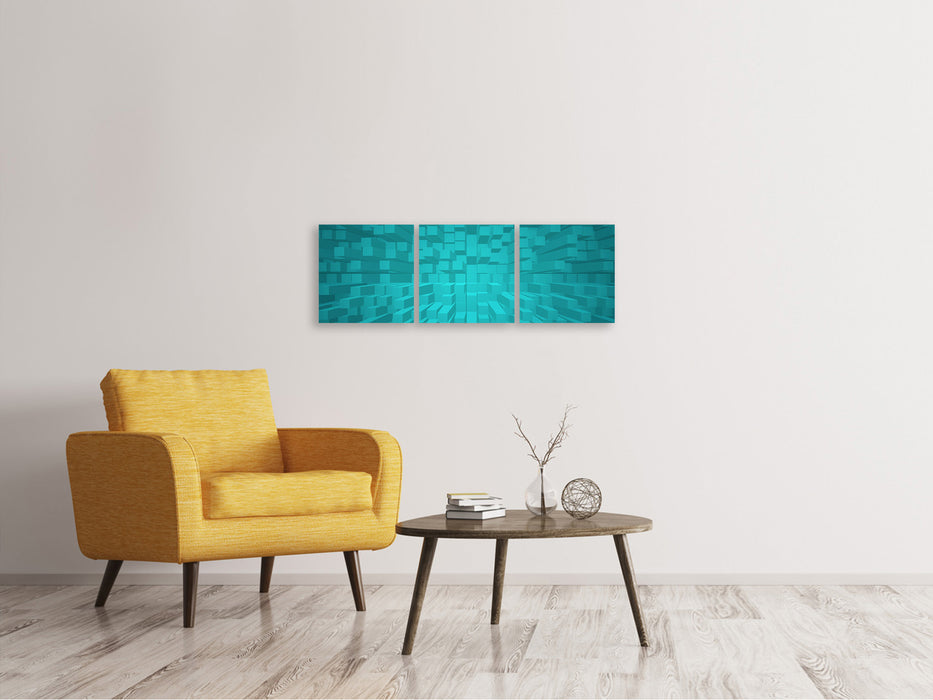 Panoramic 3-piece canvas picture 3D cubes