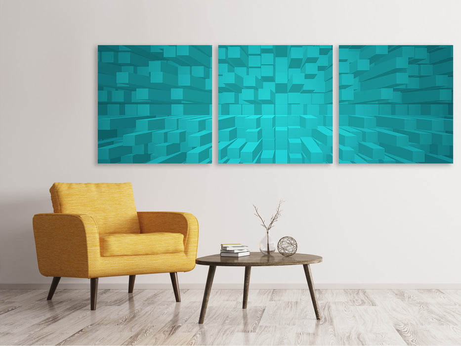 Panoramic 3-piece canvas picture 3D cubes