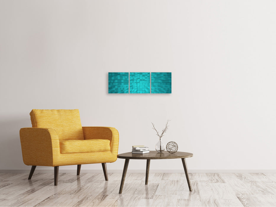 Panoramic 3-piece canvas picture 3D cubes