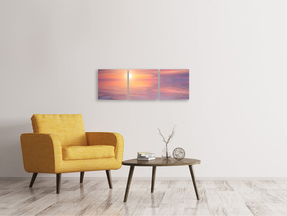 Panoramic 3-piece canvas picture Sunset at sea