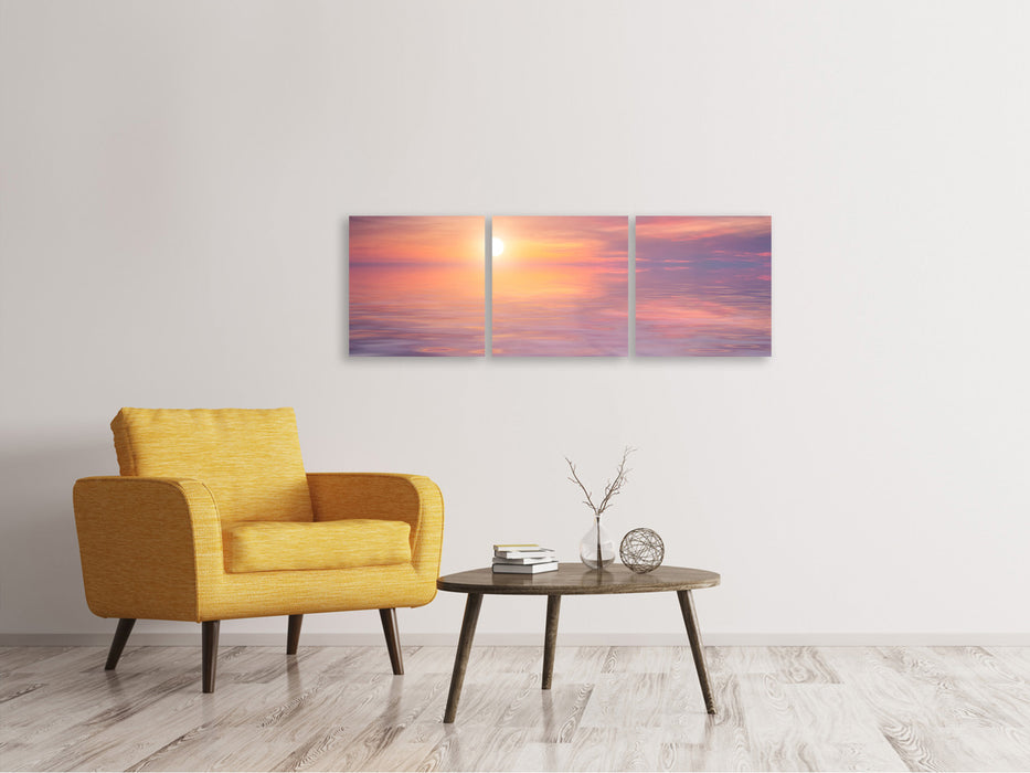 Panoramic 3-piece canvas picture Sunset at sea