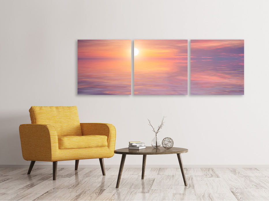 Panoramic 3-piece canvas picture Sunset at sea