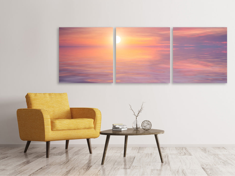 Panoramic 3-piece canvas picture Sunset at sea