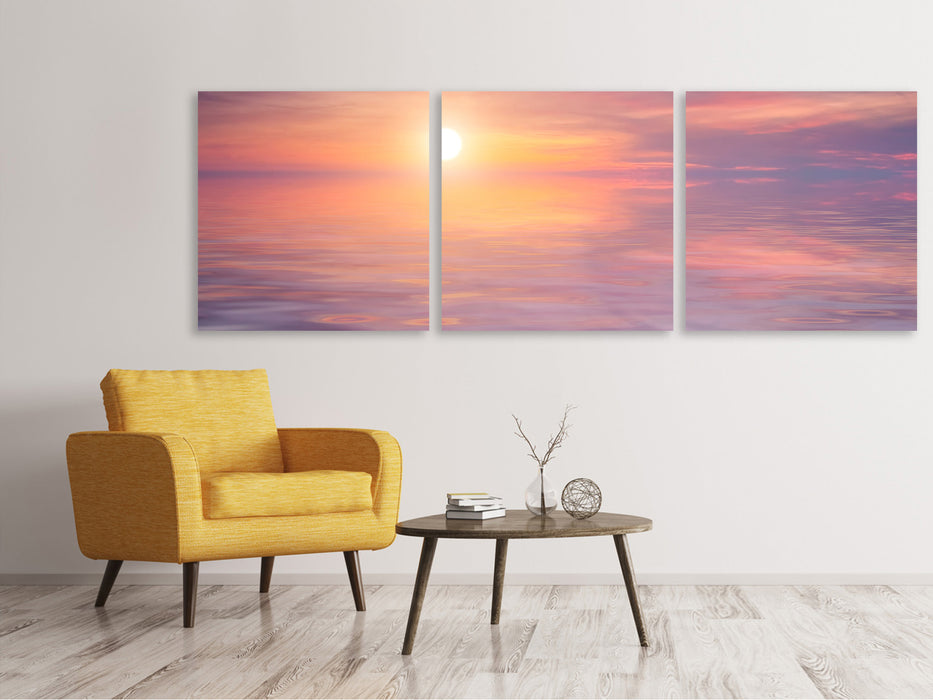 Panoramic 3-piece canvas picture Sunset at sea