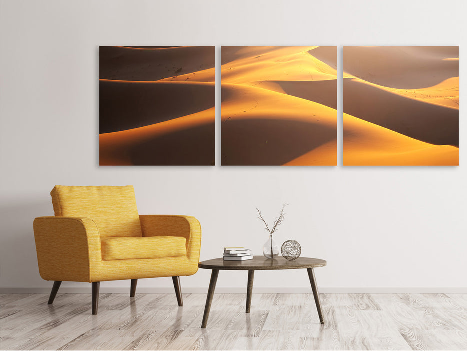 Panoramic 3-piece canvas picture desert hike