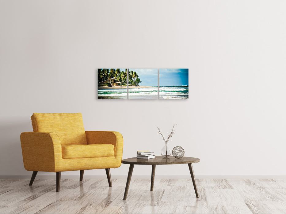 Panoramic 3-piece canvas picture The Beach