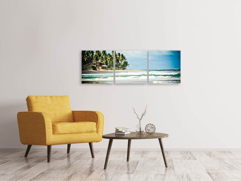 Panoramic 3-piece canvas picture The Beach