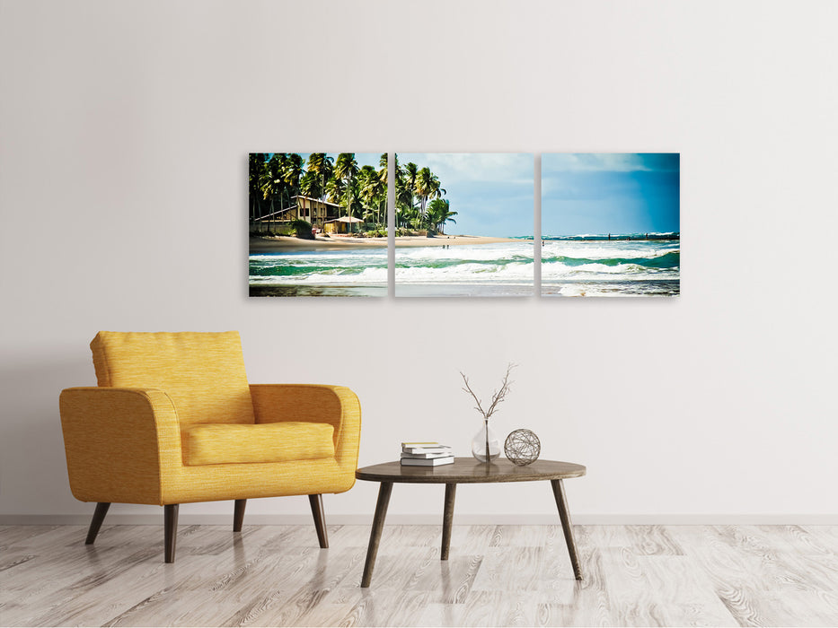 Panoramic 3-piece canvas picture The Beach