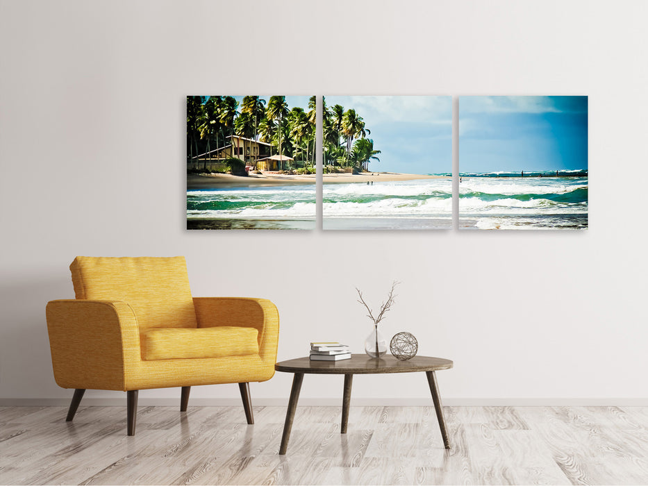 Panoramic 3-piece canvas picture The Beach