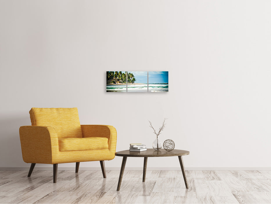 Panoramic 3-piece canvas picture The Beach