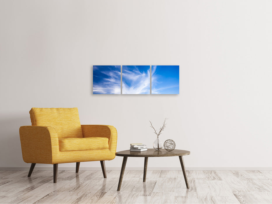 Panoramic 3-piece canvas picture veil clouds