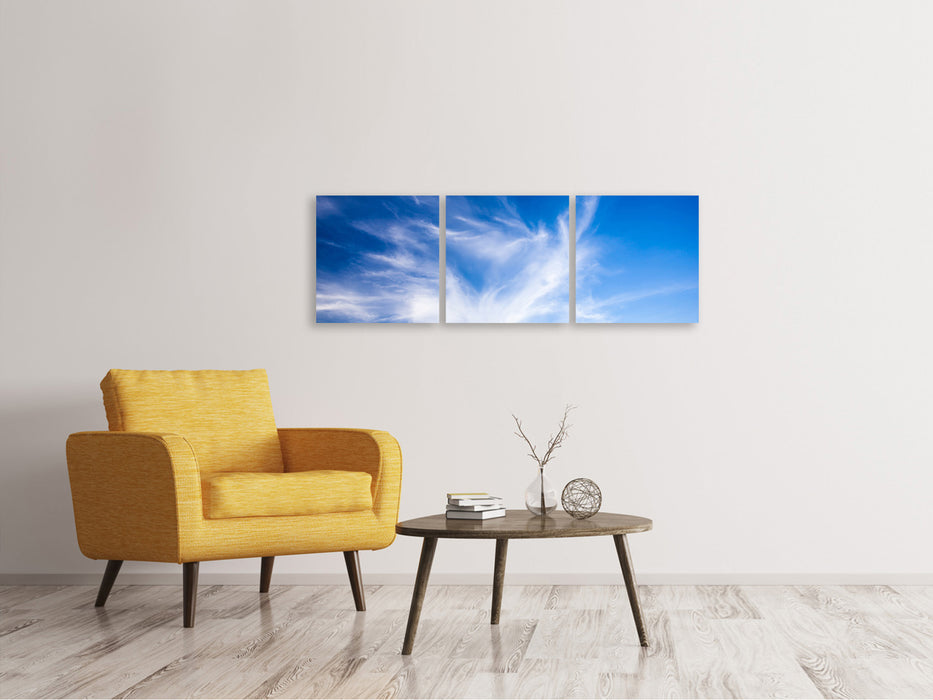 Panoramic 3-piece canvas picture veil clouds