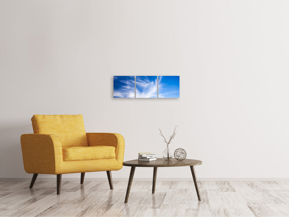 Panoramic 3-piece canvas picture veil clouds