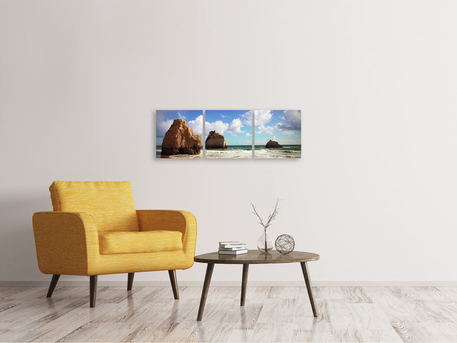 Panoramic 3-piece canvas picture Beach thoughts