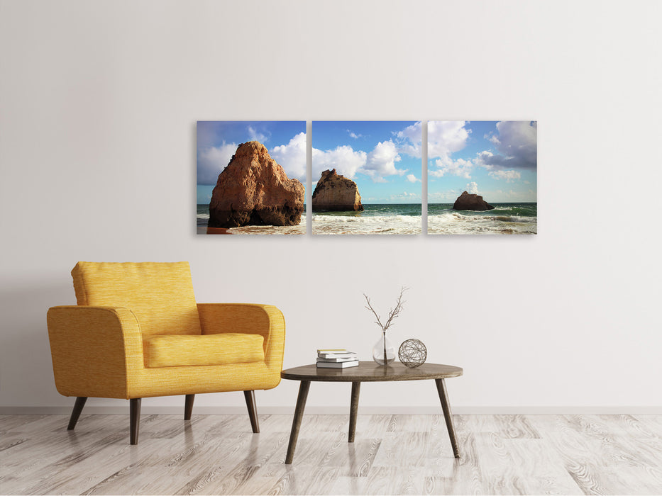 Panoramic 3-piece canvas picture Beach thoughts