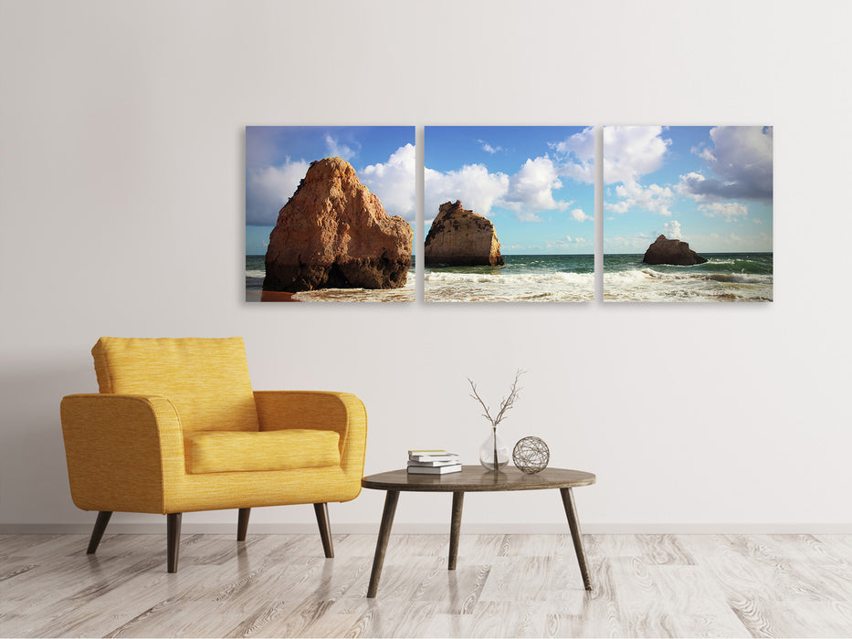 Panoramic 3-piece canvas picture Beach thoughts