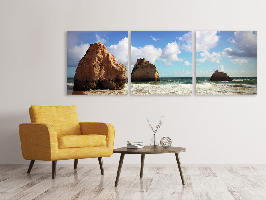 Panoramic 3-piece canvas picture Beach thoughts