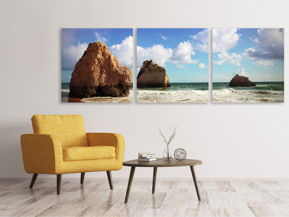 Panoramic 3-piece canvas picture Beach thoughts