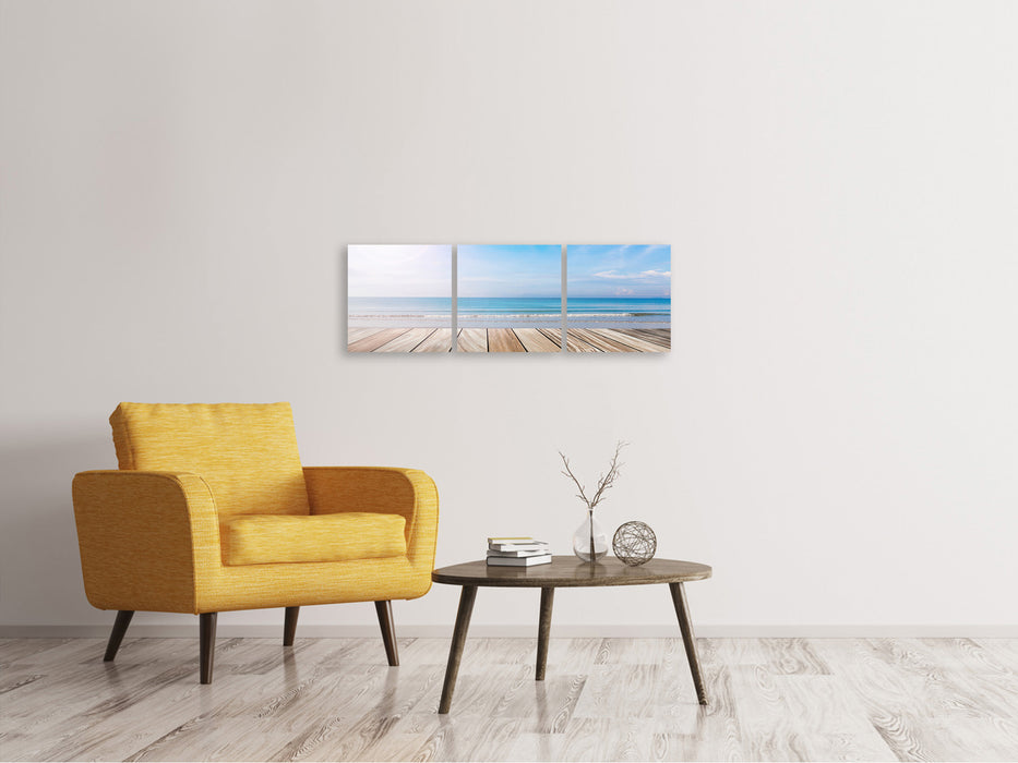 Panoramic 3-piece canvas picture The beautiful beach house