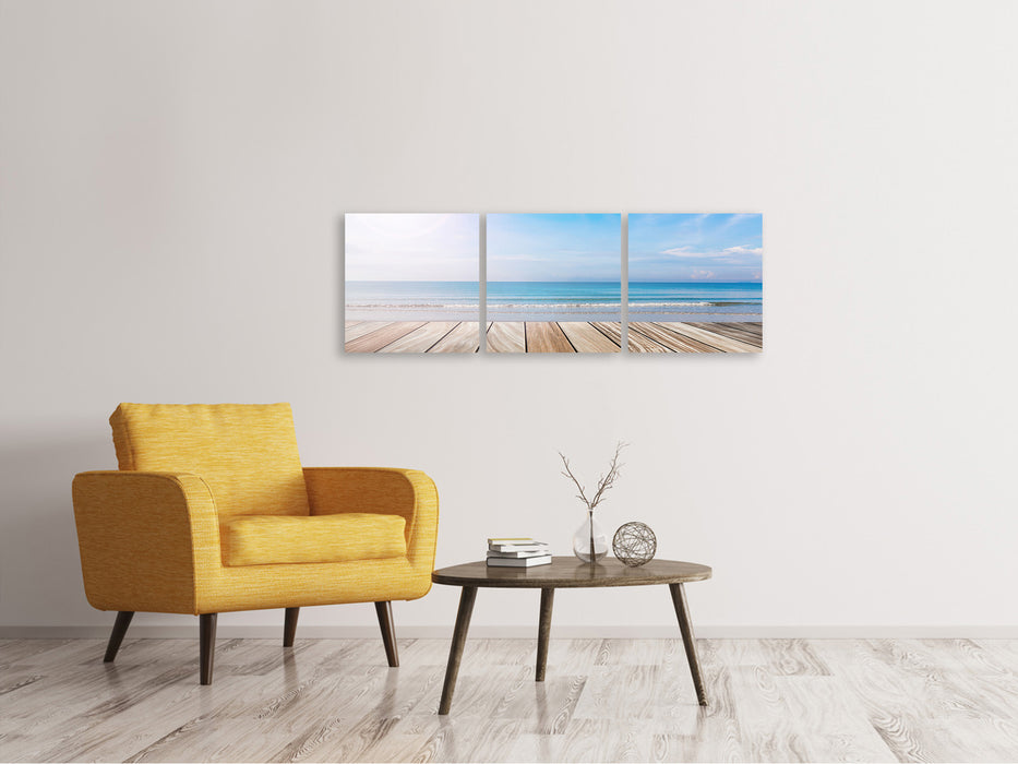 Panoramic 3-piece canvas picture The beautiful beach house