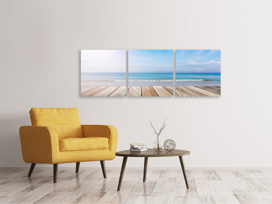 Panoramic 3-piece canvas picture The beautiful beach house