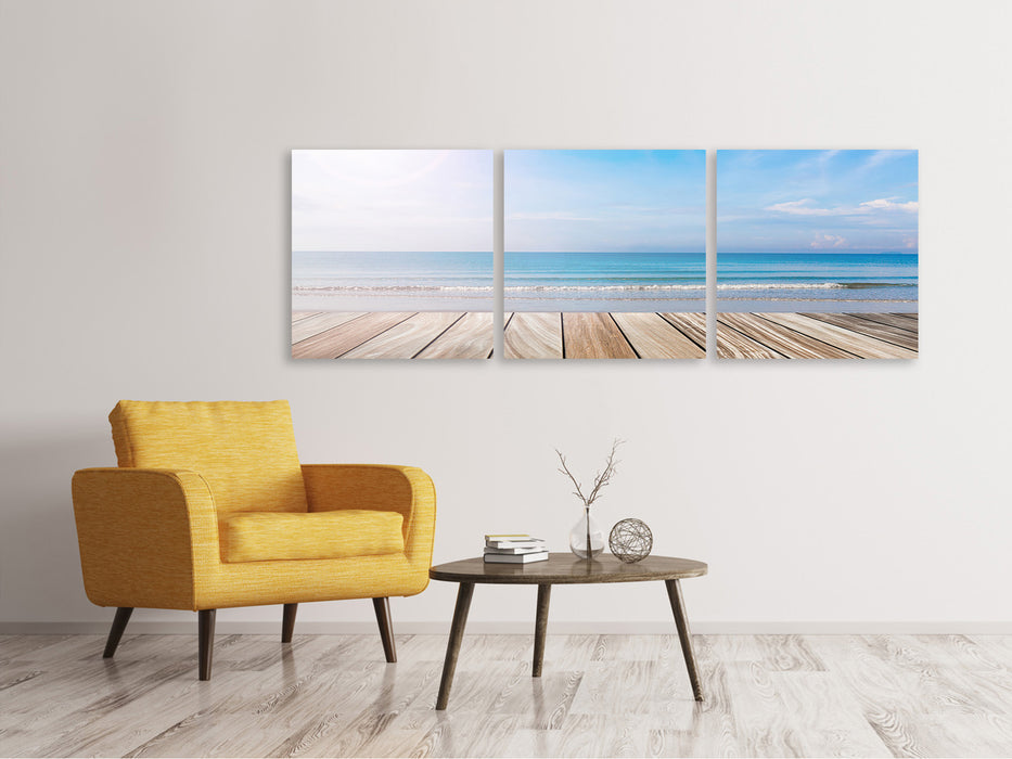 Panoramic 3-piece canvas picture The beautiful beach house