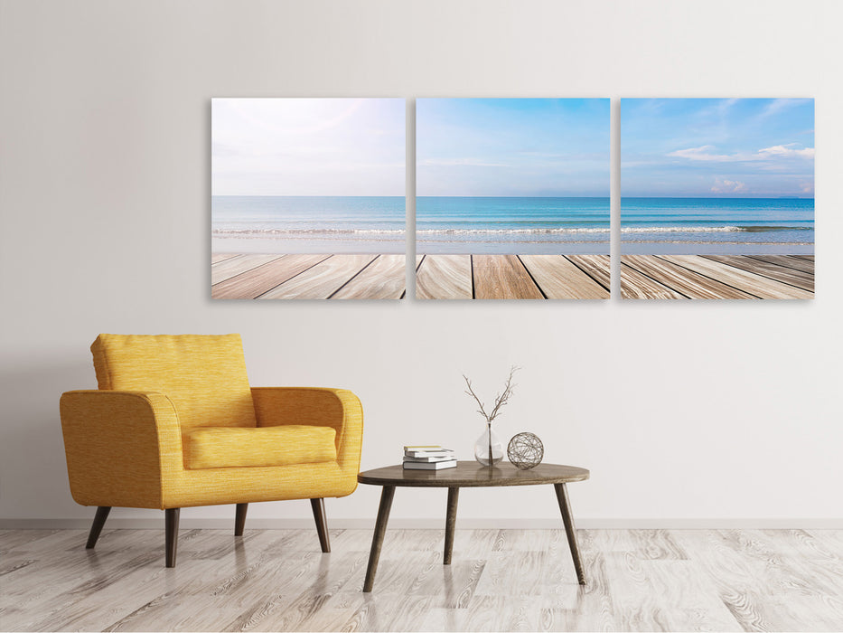 Panoramic 3-piece canvas picture The beautiful beach house