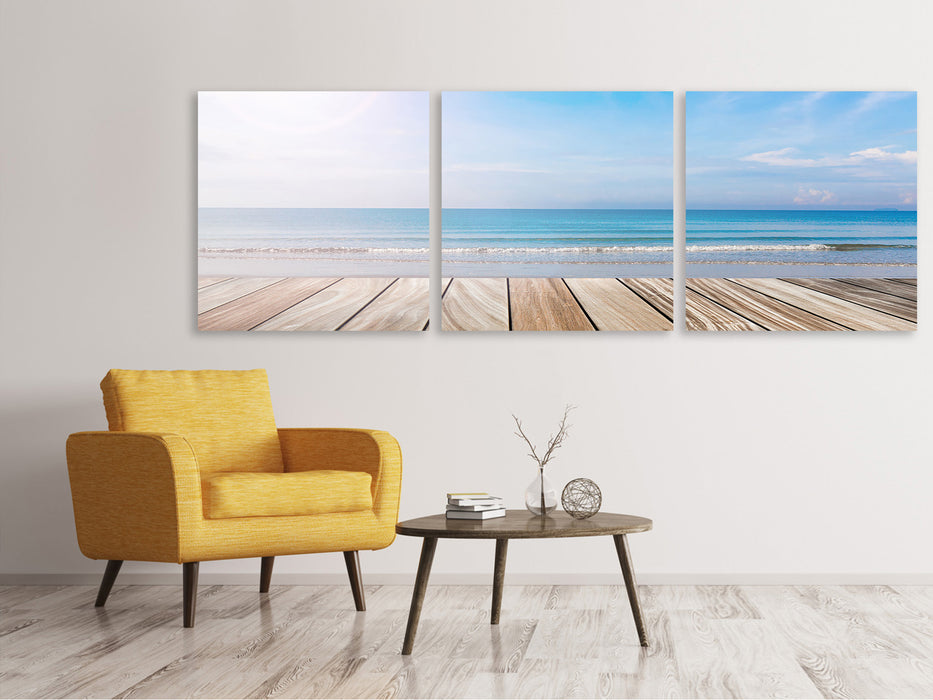 Panoramic 3-piece canvas picture The beautiful beach house