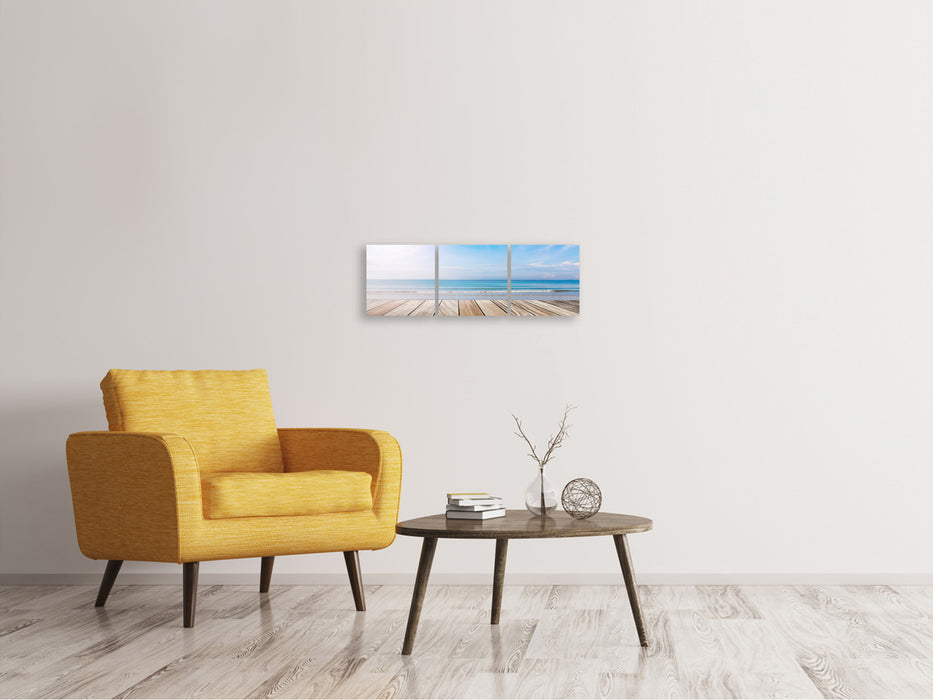 Panoramic 3-piece canvas picture The beautiful beach house