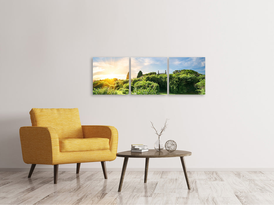 Panoramic 3-piece canvas picture Sunrise in the park