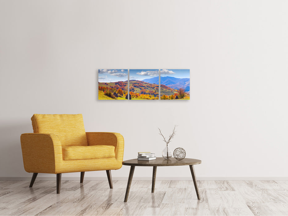 Panoramic 3-piece canvas picture Autumnal mountain landscape